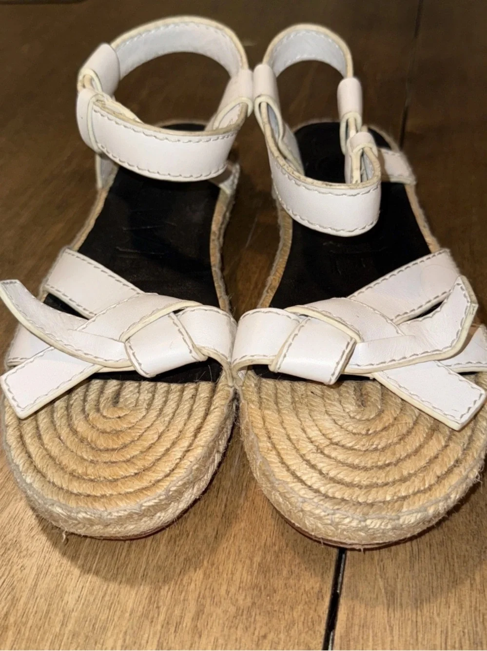 Loewe White Leather Sandals Espadrilles 38